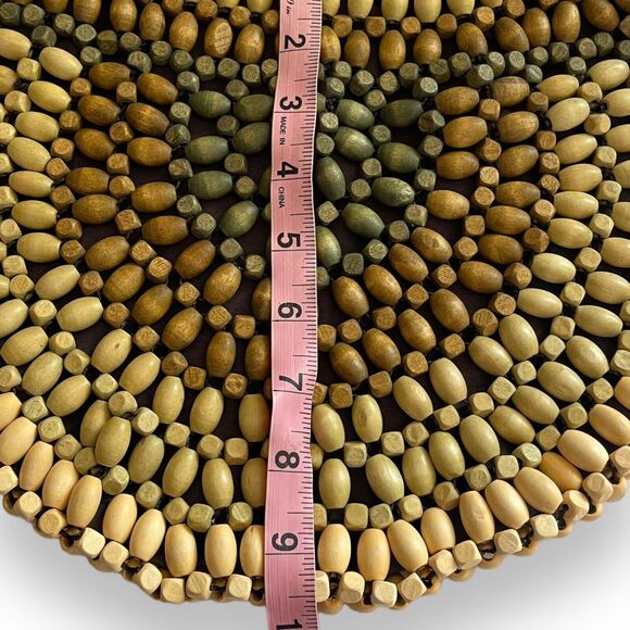 Old Navy Y2K Retro Wooden Bead Natural Boho Shoulder Bag Purse Wood Hippie - Picture 5 of 6